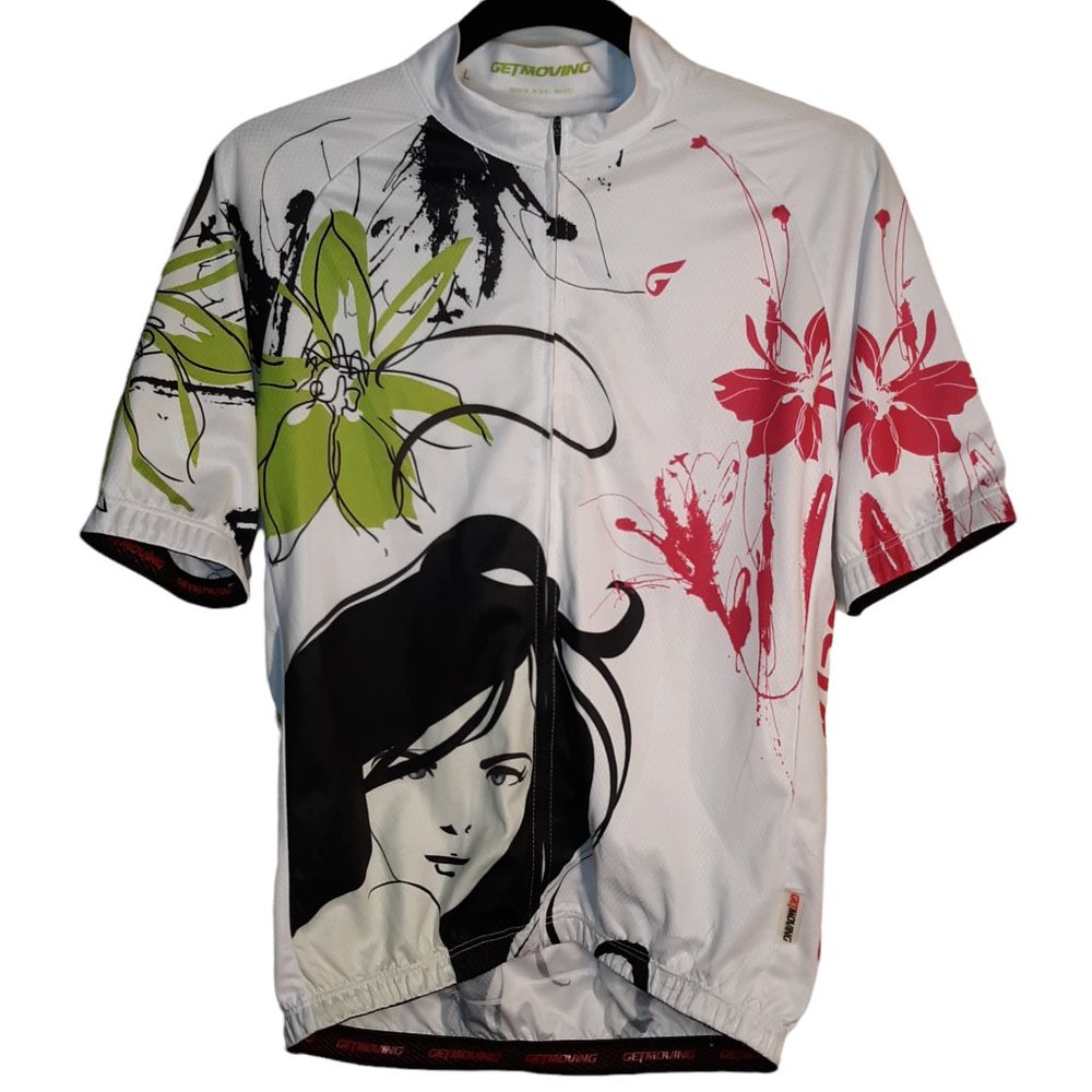 Women's White Floral Graphic Cycling Jersey
